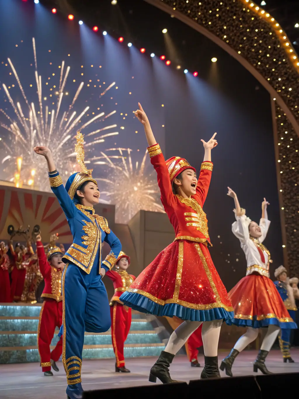 An image of participants engaged in a lively dance class, with colorful costumes and joyful expressions, representing the Cultural Workshops.