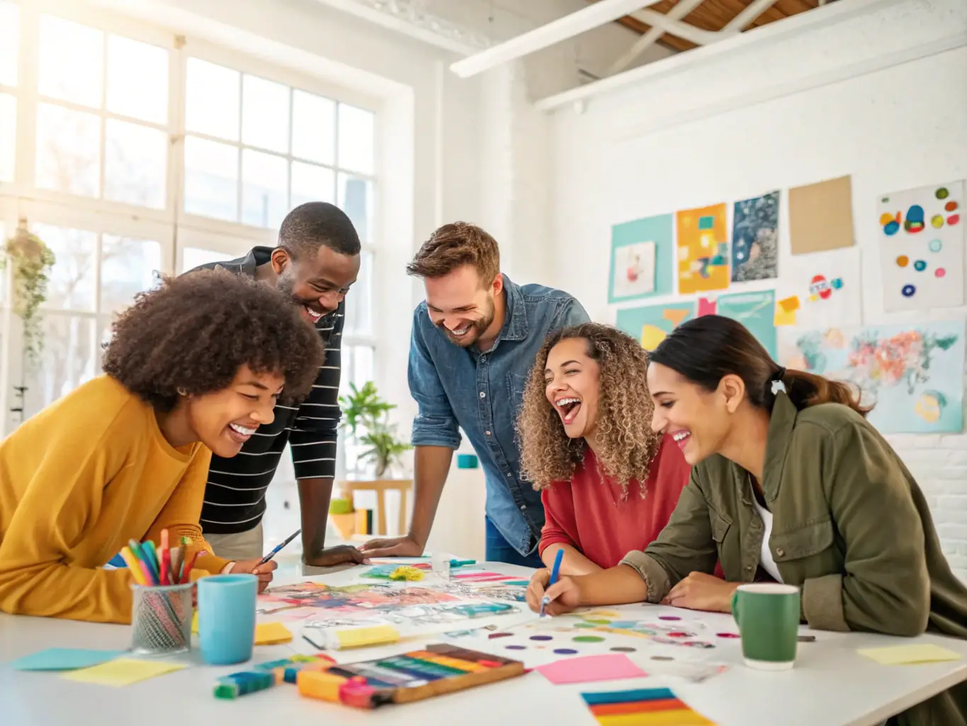 A colorful image of participants engaged in an art workshop, showcasing the cultural workshops offered by ASS L'ETOILE CULTURE ET LOISIRS FAMILIA.